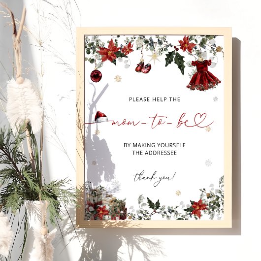 サンタベビーガール赤ちゃんシャワー住所と封筒 ポスター