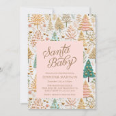 サンタベビーガール赤ちゃんシャワー 招待状 (正面)