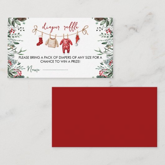 サンタベビークリスマスおむつラッフルベビーシャワー エンクロージャーカード (正面/裏面)