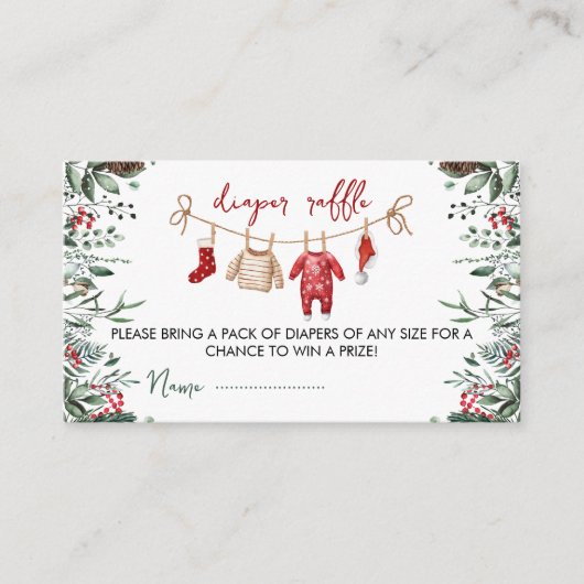 サンタベビークリスマスおむつラッフルベビーシャワー エンクロージャーカード (正面)