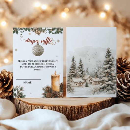サンタベビークリスマスおむつラッフルベビーシャワー エンクロージャーカード