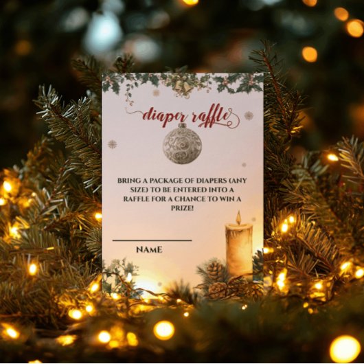 サンタベビークリスマスおむつラッフルベビーシャワー エンクロージャーカード