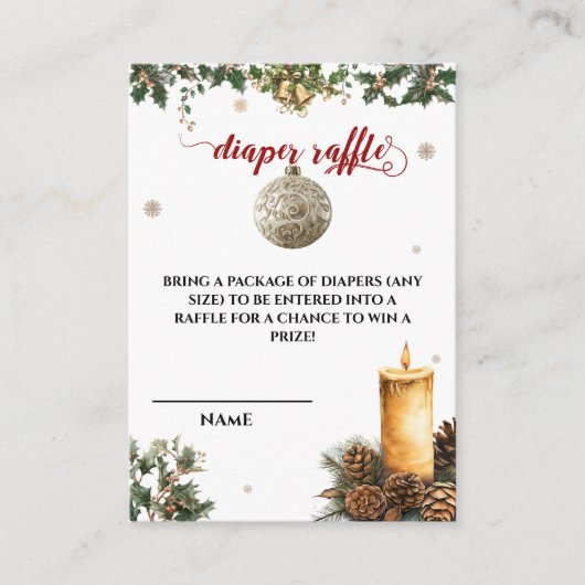 サンタベビークリスマスおむつラッフルベビーシャワー エンクロージャーカード (正面)