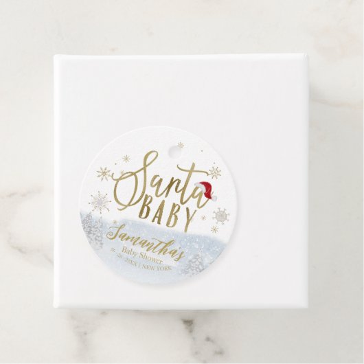 サンタベビークリスマスウィンターベイビーシャワーありがとう フェイバータグ (インサイチュ)