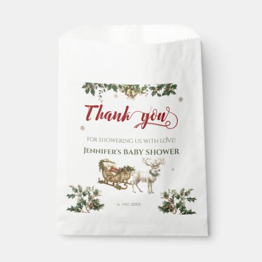 サンタベビークリスマスウィンターベイビーシャワーありがとう フェイバーバッグ (正面)