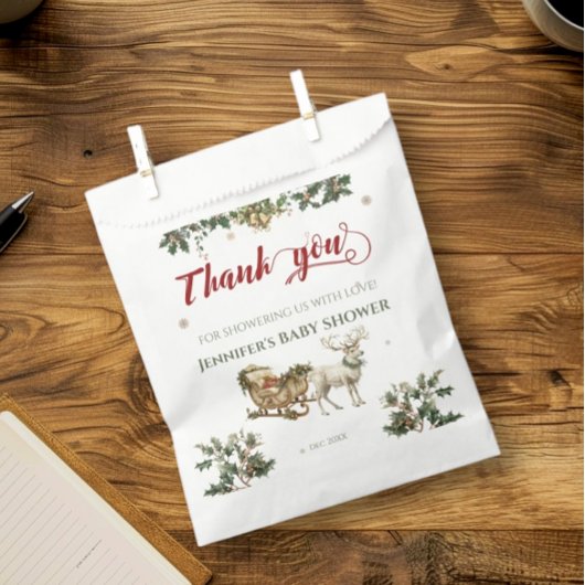サンタベビークリスマスウィンターベイビーシャワーありがとう フェイバーバッグ