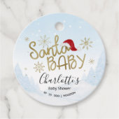 サンタベビークリスマスウィンターベビーシャワーメッセージカード フェイバータグ (正面)