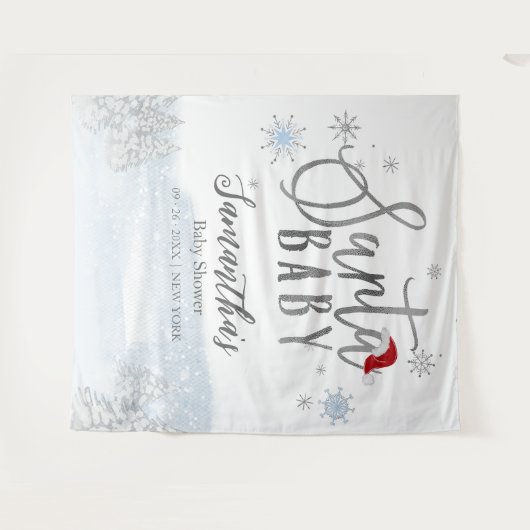 サンタベビークリスマスウィンターベビーシャワー背景 タペストリー (正面(横))