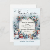 サンタベビークリスマスウィンターベビーシャワー サンキューカード (正面/裏面)