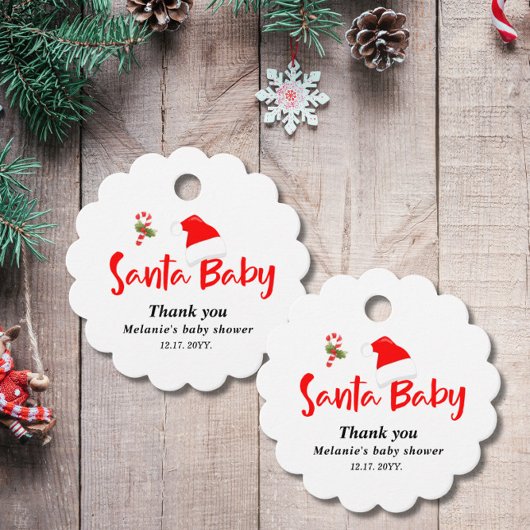 サンタベビークリスマスウィンターベビーシャワー フェイバータグ