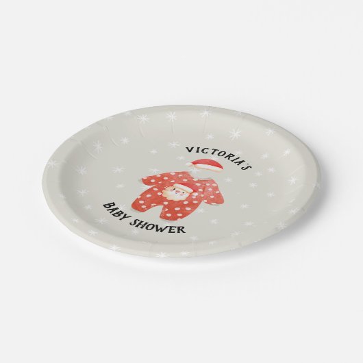 サンタベビークリスマスウィンターベビーシャワー ペーパープレート (アングル)