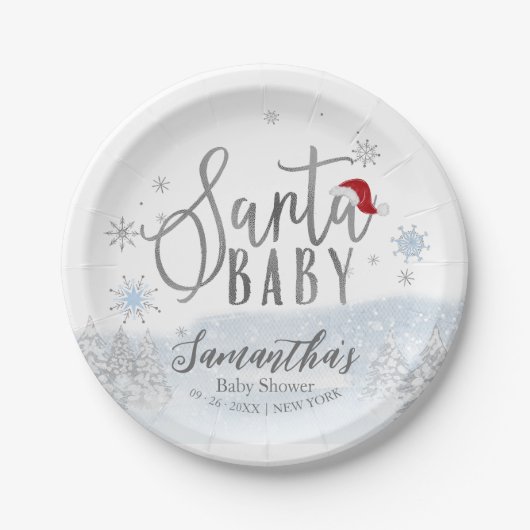 サンタベビークリスマスウィンターベビーシャワー ペーパープレート (正面)