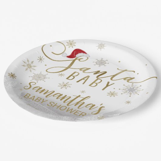 サンタベビークリスマスウィンターベビーシャワー ペーパープレート (アングル)