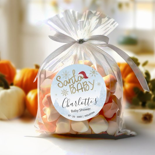 サンタベビークリスマスウィンターベビーシャワー ラウンドシール