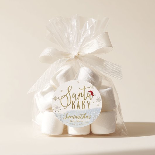 サンタベビークリスマスウィンターベビーシャワー ラウンドシール