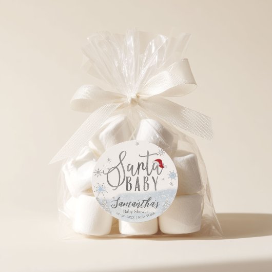 サンタベビークリスマスウィンターベビーシャワー ラウンドシール
