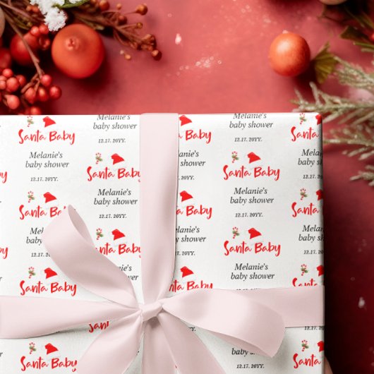 サンタベビークリスマスウィンターベビーシャワー ラッピングペーパー