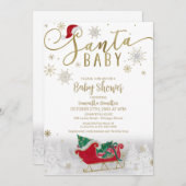 サンタベビークリスマスウィンターベビーシャワー 招待状 (正面/裏面)