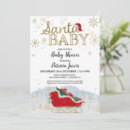 サンタベビークリスマスウィンターベビーシャワー 招待状 (スタンド正面)