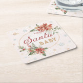 サンタベビークリスマスウィンターワンダーランドパーティーグラス スクエアペーパーコースター (アングル)