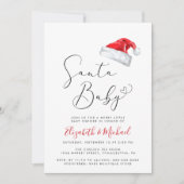 サンタベビークリスマスカップル赤ちゃんシャワー 招待状 (正面)