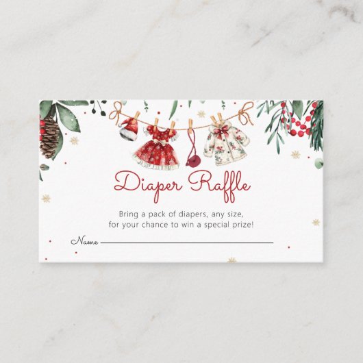 サンタベビークリスマスガール服おむつラッフル エンクロージャーカード (正面)