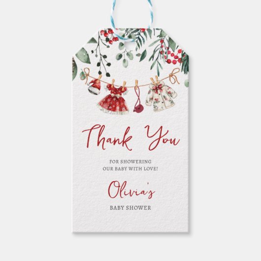 サンタベビークリスマスガール服ベビーシャワー ギフトタグ (正面)