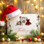 サンタベビークリスマスガール赤ちゃんシャワーありがとう カード