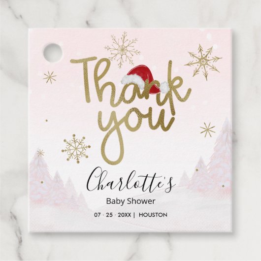 サンタベビークリスマスガール赤ちゃんシャワーありがとう フェイバータグ (正面)