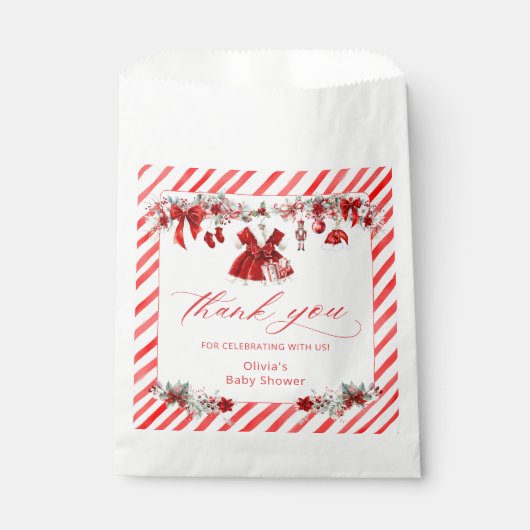 サンタベビークリスマスガール赤ちゃんシャワーありがとう フェイバーバッグ (正面)