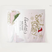 サンタベビークリスマスガール赤ちゃんシャワー背景 タペストリー (正面(横))