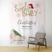 サンタベビークリスマスガール赤ちゃんシャワー背景 タペストリー (インサイチュ)