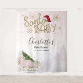 サンタベビークリスマスガール赤ちゃんシャワー背景 タペストリー (正面)