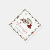 サンタベビークリスマスガール赤ちゃんシャワー スタンダードカクテルナプキン (角)