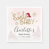 サンタベビークリスマスガール赤ちゃんシャワー スタンダードカクテルナプキン (正面)