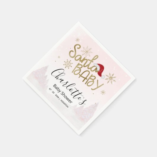 サンタベビークリスマスガール赤ちゃんシャワー スタンダードカクテルナプキン (角)