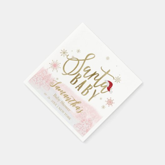サンタベビークリスマスガール赤ちゃんシャワー スタンダードカクテルナプキン (角)