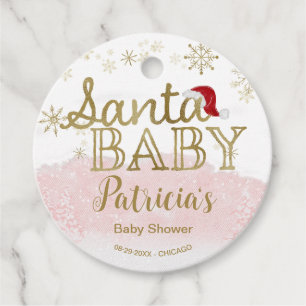 サンタベビークリスマスガール赤ちゃんシャワー フェイバータグ