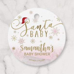 サンタベビークリスマスガール赤ちゃんシャワー フェイバータグ