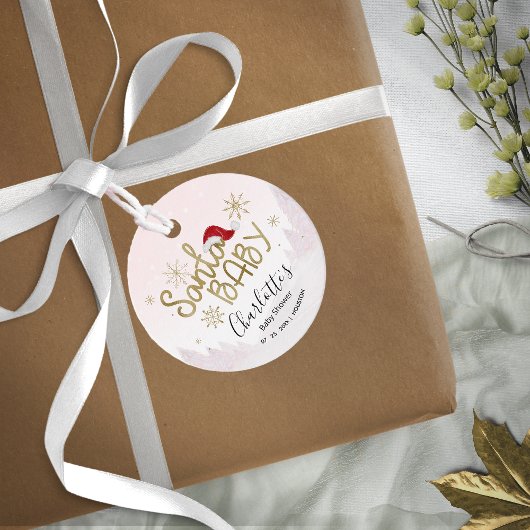 サンタベビークリスマスガール赤ちゃんシャワー フェイバータグ