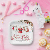 サンタベビークリスマスガール赤ちゃんシャワー ペーパープレート (パーティー)