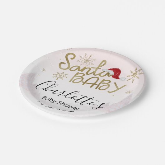 サンタベビークリスマスガール赤ちゃんシャワー ペーパープレート (アングル)