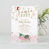 サンタベビークリスマスガール赤ちゃんシャワー 招待状 (スタンド正面)