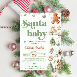 サンタベビークリスマスクッキー赤ちゃんシャワーパーティー 招待状