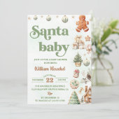 サンタベビークリスマスクッキー赤ちゃんシャワーパーティー 招待状 (スタンド正面)