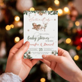 サンタベビークリスマスグリーンレッドウィンターベビーシャワー 招待状