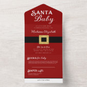 サンタベビークリスマスサンタクロースのスーツ赤ちゃんシャワー オールインワン招待状 (内側)