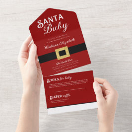 サンタベビークリスマスサンタクロースのスーツ赤ちゃんシャワー オールインワン招待状
