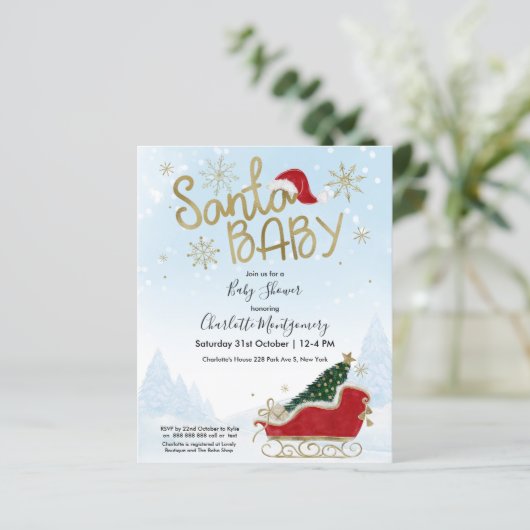サンタベビークリスマスバジェットベビーシャワー招待状 (スタンド正面)