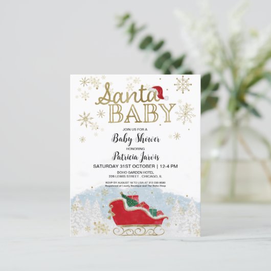 サンタベビークリスマスバジェットベビーシャワー招待状 (スタンド正面)
